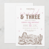 Wild and Three Cowgirl 3rd Birthday Wild West 招待状 (正面/裏面)