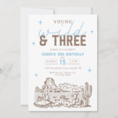 Wild and Three Western 3rd Birthday Cowboy 招待状 (正面)