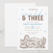 Wild and Three Western 3rd Birthday Cowboy 招待状 (正面/裏面)