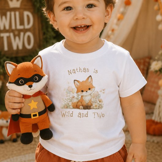Wild and Two オリジナルネーム 2歳の誕生日ベビー服 ベビーTシャツ