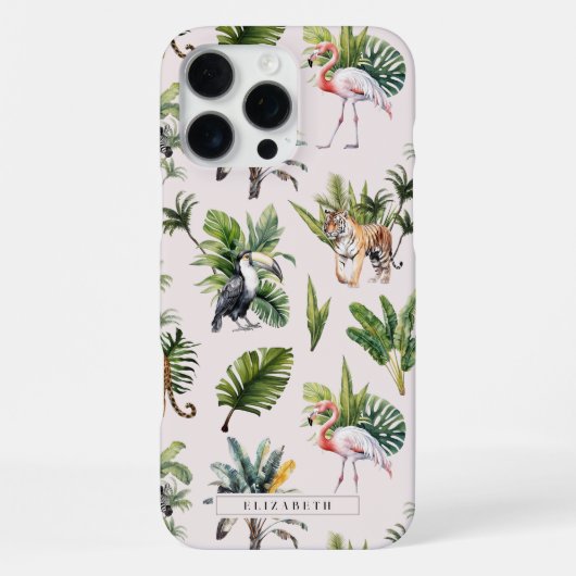 Wild Animal | ジャングルの葉とモノグラム iPhoneケース (裏面)