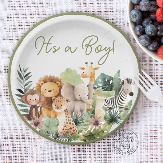 Wild Animal Baby Shower Paper Plate ペーパープレート