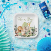Wild Animal Baby Shower Square Paper Plate ペーパープレート (パーティー)