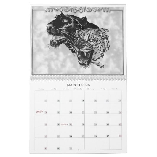 Wild Animal Calendar for those wild at heart カレンダー (3月 2026)