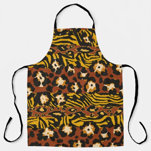 Wild animal leopard and tiger skins patchwork abst エプロン (正面)