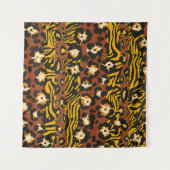 Wild animal leopard and tiger skins patchwork abst タペストリー (正面(横))