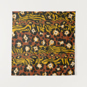 Wild animal leopard and tiger skins patchwork abst タペストリー (正面)