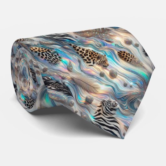 Wild Animal Print Opal Spotted Neck Tie ネクタイ (ロール)