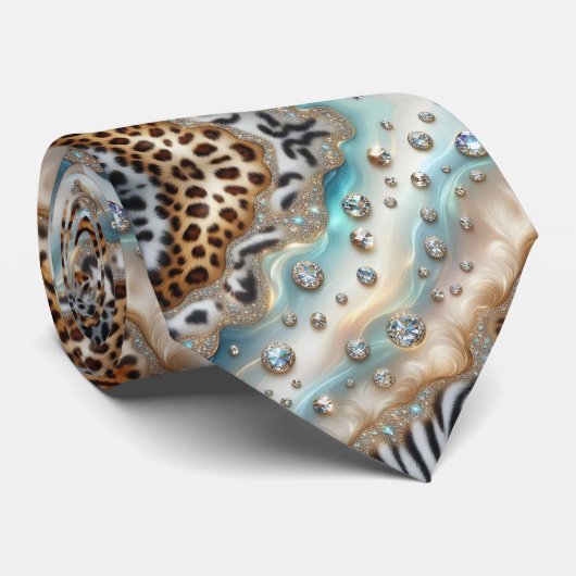 Wild Animal Print Opal Spotted Neck Tie ネクタイ (ロール)