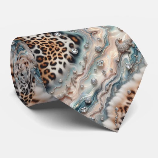Wild Animal Print Opal Spotted Neck Tie ネクタイ (ロール)
