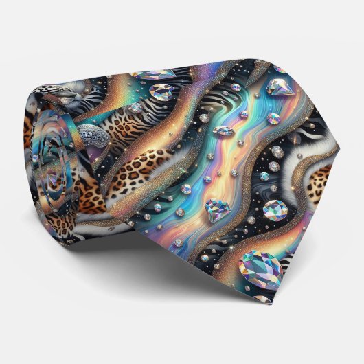 Wild Animal Print Opal Spotted Neck Tie ネクタイ (ロール)