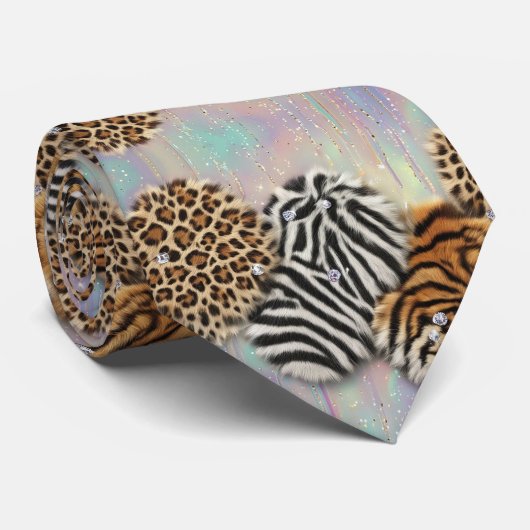 Wild Animal Print Opal Spotted Neck Tie ネクタイ (ロール)