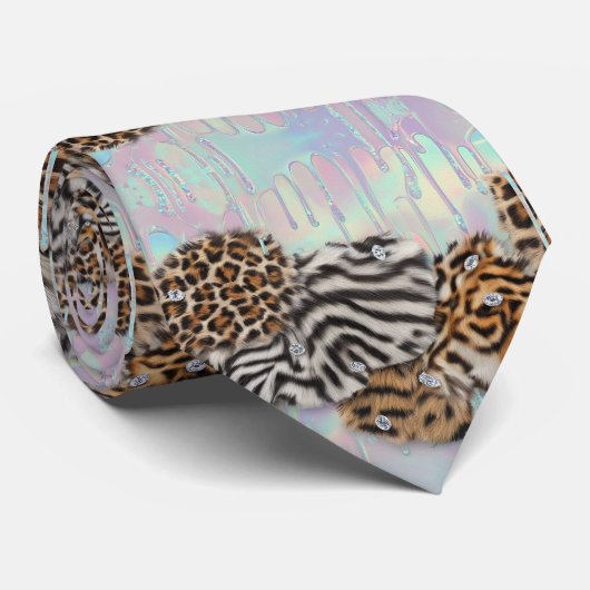 Wild Animal Print Opal Spotted Neck Tie ネクタイ (ロール)