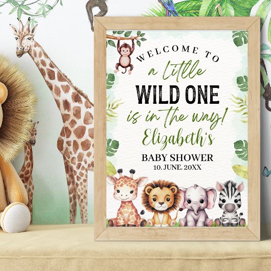 Wild Animals Baby Shower Boy ポスター