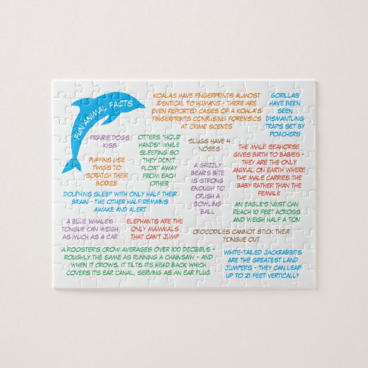 Wild Animals Fun Facts Adults & Kids ジグソーパズル (横)