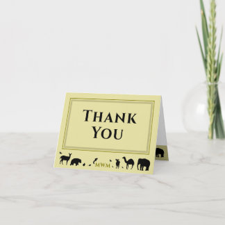 Wild Animals Initials Folded Thank You Card サンキューカード