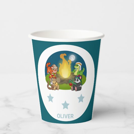 Wild Animals Jungle Camping Birthday Party Kids 紙コップ (正面)