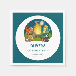 Wild Animals Jungle Night Camping Birthday Party  スタンダードカクテルナプキン