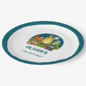 Wild Animals Jungle Night Camping Birthday Party  ペーパープレート (アングル)