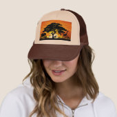 Wild Animals on Savannah Sunset Hat キャップ (インサイチュ)