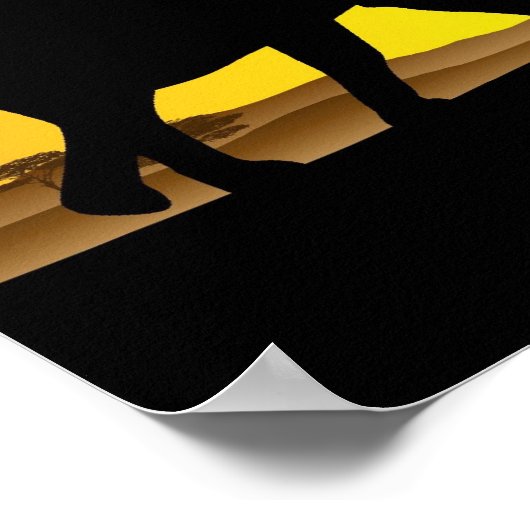 Wild Animals on Savannah Sunset Poster ポスター (角)