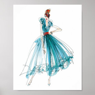 Wild Apple Haute Couture Fashion Sketch ポスター