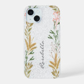 Wild Autumn Botanicals Personalize Name iPhone 15ケース (裏面)