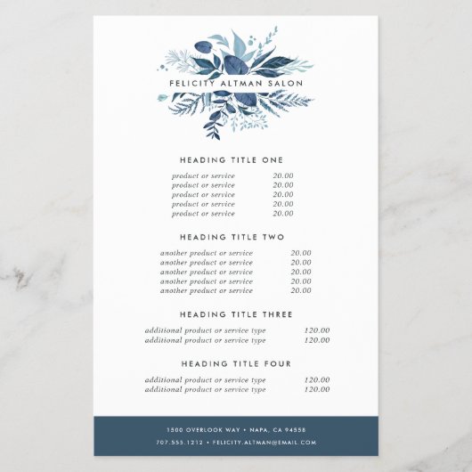 Wild Azureの価格とサービス チラシ (正面)