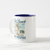 Wild Beach – Surf Freestyle Retro Beach ツートーンマグカップ (正面左)