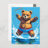 Wild Bear Summer Vintage Pool シーズンポストカード (正面/裏面)
