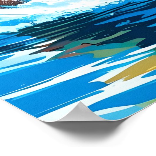 Wild Bear Summer Vintage Pool  ポスター (角)