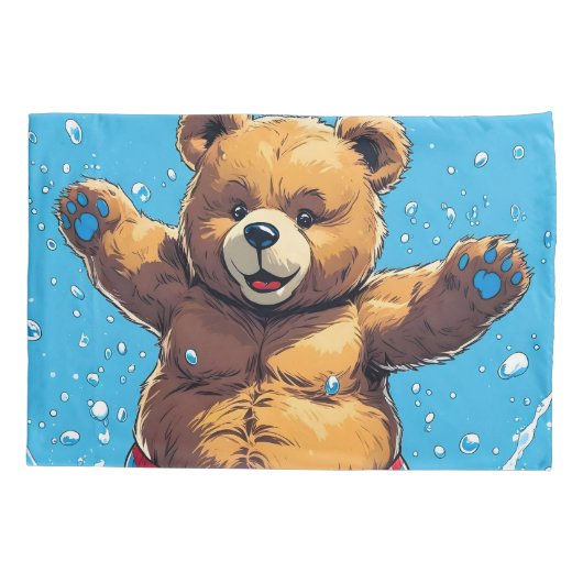 Wild Bear Summer Vintage Pool  枕カバー (裏面)