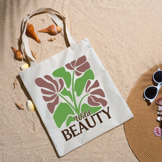 Wild Beauty Brown Floral Boho Elegant Grocery トートバッグ