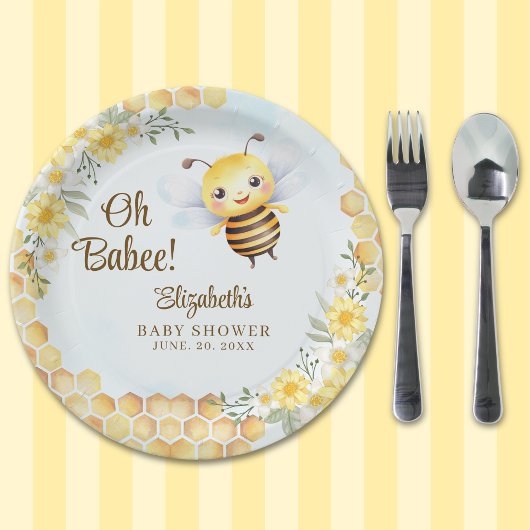 Wild Bee Baby shower Gender Neutral ペーパープレート