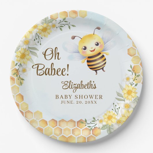 Wild Bee Baby shower Gender Neutral ペーパープレート (正面)