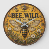 Wild Bee Rustic Farmhouse ラージ壁時計 (正面)