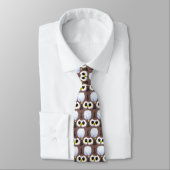 Wild Beige Baby Owl Pattern Neck Tie ネクタイ (タイ)