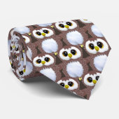Wild Beige Baby Owl Pattern Neck Tie ネクタイ (ロール)