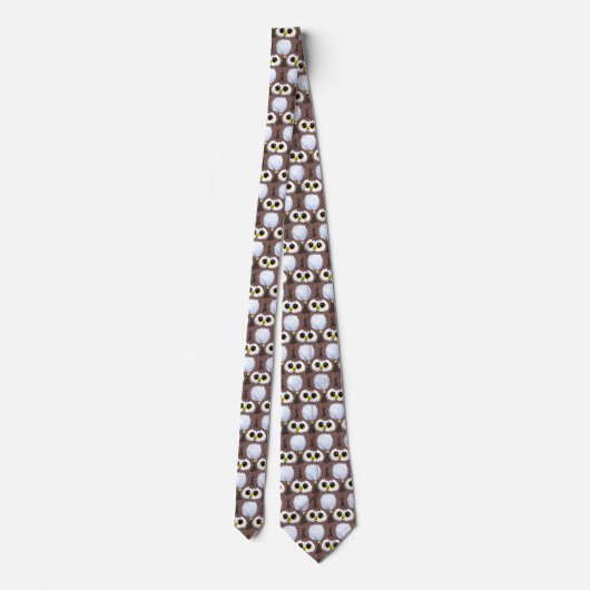 Wild Beige Baby Owl Pattern Neck Tie ネクタイ (裏面)