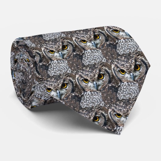 Wild Beige Owl Pattern ネクタイ (ロール)