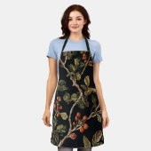 Wild Berries Black Apron - Pink Berry Custom Print エプロン (着用した状態)