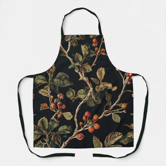 Wild Berries Black Apron - Pink Berry Custom Print エプロン (正面)