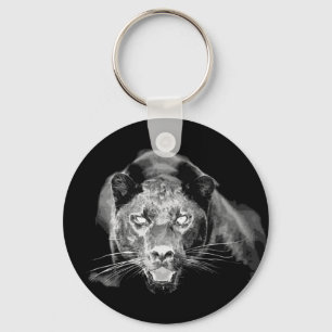 Wild Black Jaguar Cat Roars Keychain キーホルダー