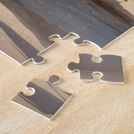 Wild black stallion galloping ジグソーパズル (側面)