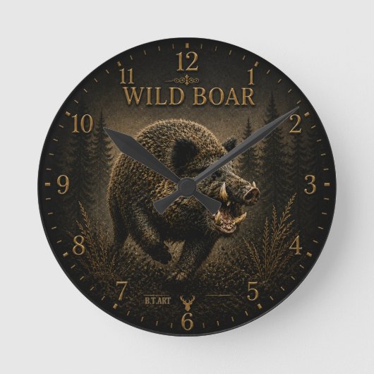Wild Boar ラウンド壁時計 (正面)