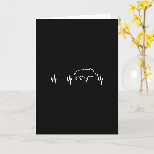 Wild Boar Heartbeat Ekg Hog Hunter Hunt Hunting  カード (黄色い花)