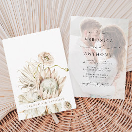 Wild Boho Protea Pampas Grassフローラ結婚の写真 招待状