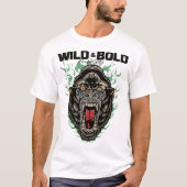 wild bold gorille tattoo old school flamme gros si tシャツ (正面)