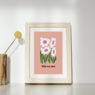 Wild But Kind Retro Daisy Wall Art ポスター