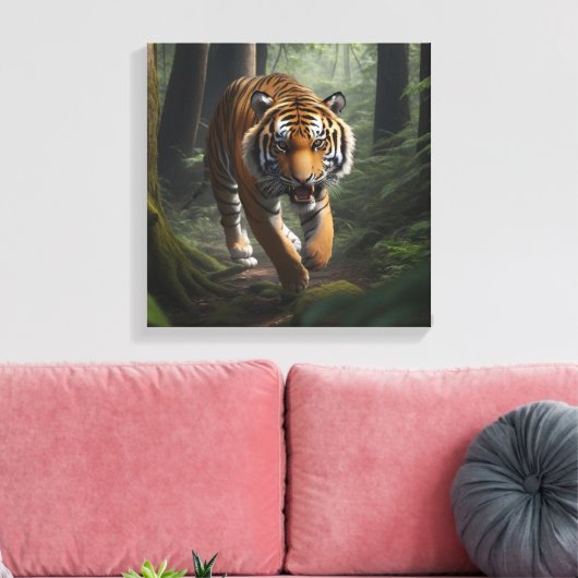 Wild Cat in Golden Forest Canvas キャンバスプリント (インサイチュ (リビング))